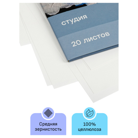 Папка для гуаши и акрила А4 ГАММА "Студия" 20л., 180г/м2 (40A03F720W)