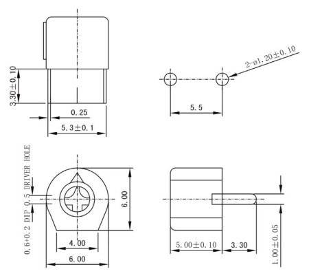 Конденсатор подстроечный  50пФ (17..50пФ), 200в, 6*5мм, коричневый, JML06