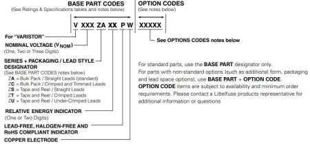 Варистор  250Vrms, 330Vdc,  d5mm, 10%, LittelFuse V390ZA05P