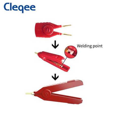 Зажимы крокодил Кельвина 91мм, 20а, пара красный+черный, Cleqee P2004