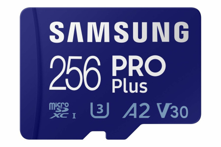 Карта памяти MicroSDXC 256Gb Samsung PRO PLUS Class30 UHS-I U3 V30 U3, UHS-I V30, A2 [MB-MD256SA/KR](SD адаптер)
