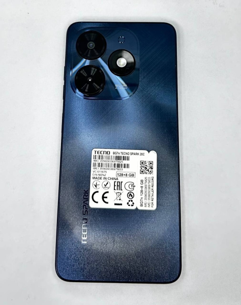 Распродажа! Смартфон Tecno SPARK 20C 8Гб 128Гб Gravity Black 6.56", IPS, 1612*720, 4*1.8+4*2.2ГГц, 50+0.08Мп, 8Мп, 4G, 5000мАч(царапины без комплекта)