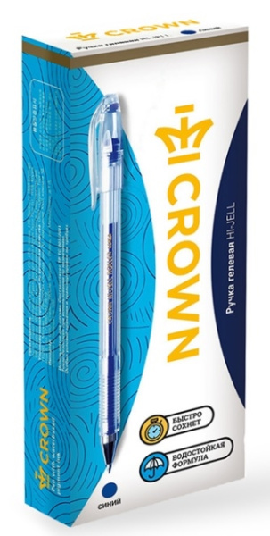 Ручка гелевая CROWN "Hi-Jell" 0,5мм., синяя (HJR-500B)