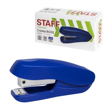 Степлер №24/6 STAFF на 20л. синий (228740)