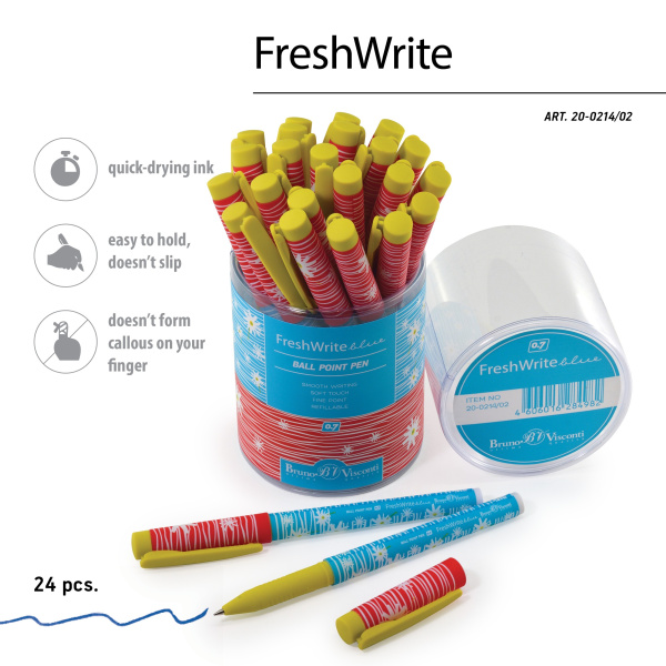Ручка шариковая Bruno Visconti "FreshWrite Ромашки" 0,7мм., синяя (20-0214/02)
