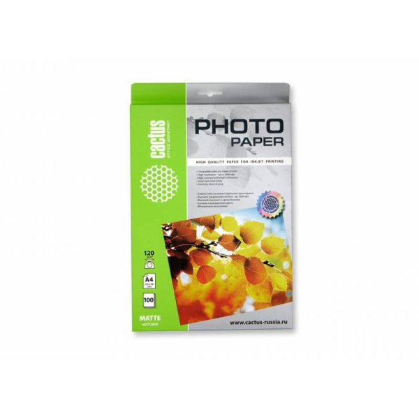 Бумага Cactus 120 г/м2, A4, матовая, 100л. CS-MA4120100