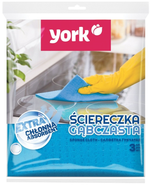 Салфетки для уборки York, губчатые, 17,5*15,5см, ассорти, 3шт. (24010)