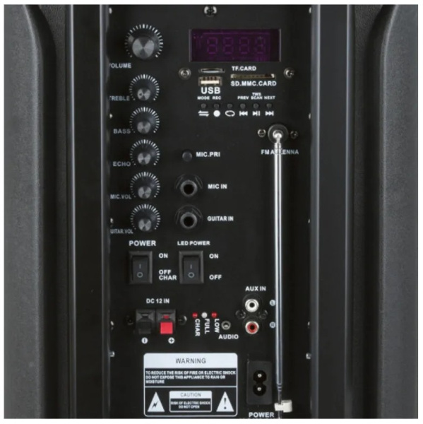 Портативная колонка ELTRONIC 20-07 DANCE BOX 200 динамик 8" 2шт. 80Вт, Bluetooth, TWS, FM, USB,  mic