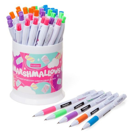 Ручка шариковая Hatber "Marshmallows" 0,5мм., синяя, автомат 5CB_40232
