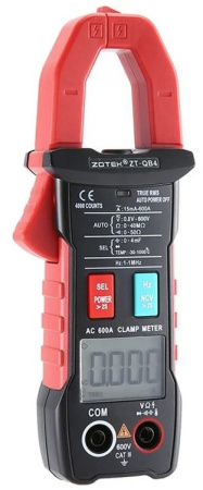 Токовые клещи Zotek ZT-QB4, AC 600A, TrueRMS, 4000 counts, 2*AA