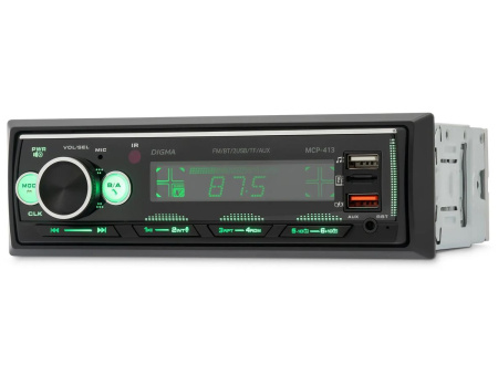Автомагнитола Digma  MCP-413 1DIN, 4x45Вт, MP3, FM, USB, AUX, BT5.0, ПДУ