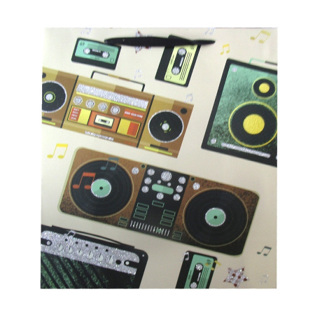 Пакет подарочный 32х10х26 "Магнитофоны" 191743