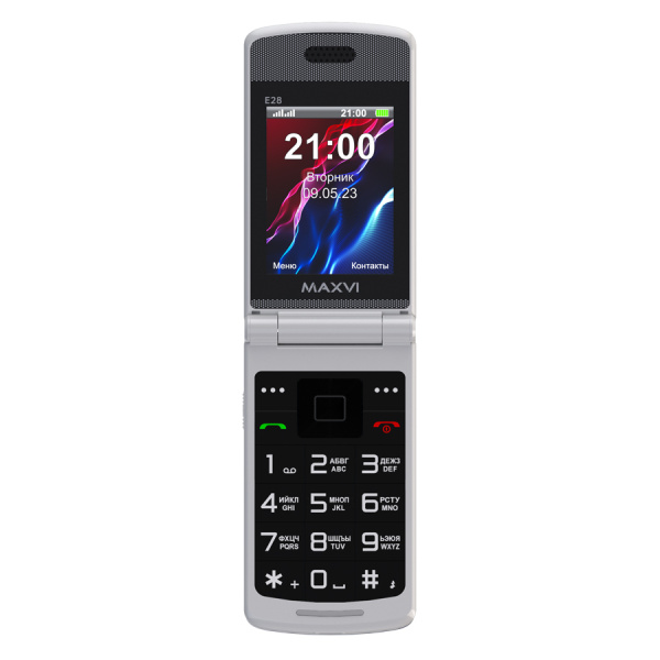 Сотовый Maxvi E28 Blue 2sim/2.8+2.4"/320*240/microSD/0.3МП/Bt/раскладушка