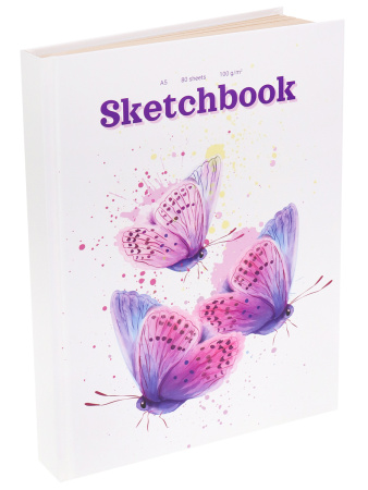 Скетчбук 20л.,А5, 200*200 Миленд "Бабочки", 100г/м2 (С80-3062)
