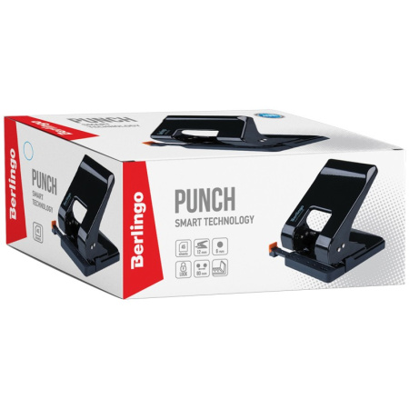 Дырокол BERLINGO на 45л. "Smart Technology" металл., черный (DDm_45301)