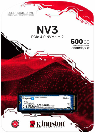 SSD-накопитель M.2 500Гб Kingston NV3 [SNV3S/500G](3D NAND,NVMe,5000/3000 Мб/с)