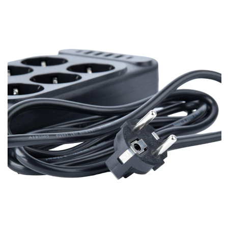 Сетевой удлинитель  2.0м, 6 розеток Amper, JH-1076U-2B, 10А, 2500Вт, 4usb, 2Type-C черный
