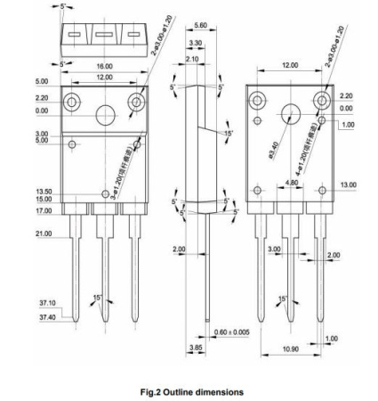 транзистор BJT 2SD1710 (mark D1710) 1500V 5A NPN TO3PML 50W