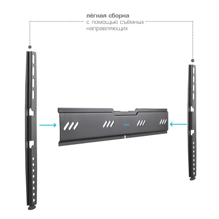 Кронштейн Kromax Ultra Slim-100 black для тв,32-90",до 55кг, от стены 20 мм, до VESA 600x400,фиксированный