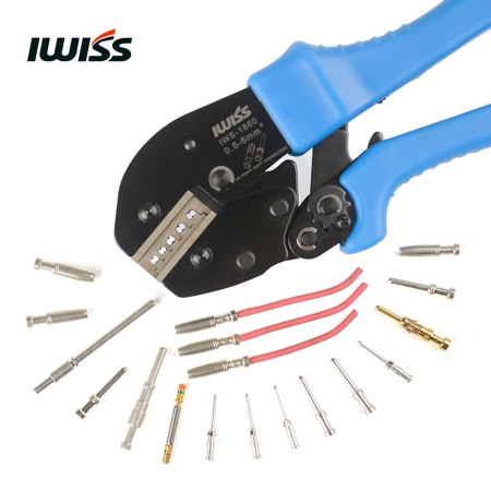 Кримпер Iwiss IWS-1860, 0.5..6.0кв.мм, для клемм серии DT, DTM, DTP Deutsch с круглым обжатием