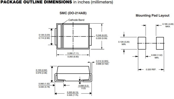 Диод защитный (TVS, супрессор) Vr= 40, Vbr=44.4..49.1, однонаправленный, 1500вт, SMD SMC, SMCJ40A
