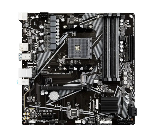 Мат.плата SocAM4 AMD A520 Gigabyte A520M DS3H V2 (mATX,4DDR4,M.2,PCI-E16,PCI-E,DP,HDMI,PC4733)