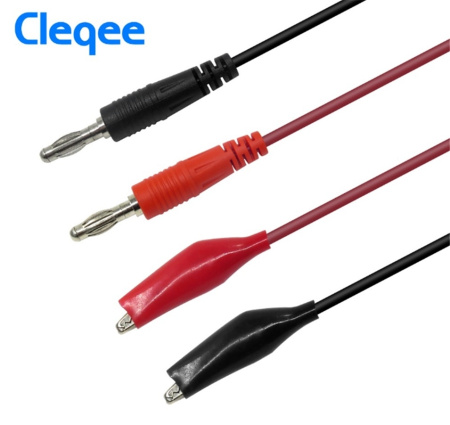 Тестовые провода Cleqee P1038, banana-крокодил, 500в, 5а, черный+красный