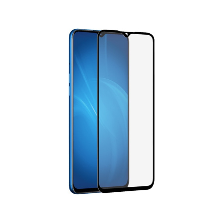 Защитное стекло для Realme XT с цветной рамкой (fullscreen+fullglue) (DF rmColor-02) (black)