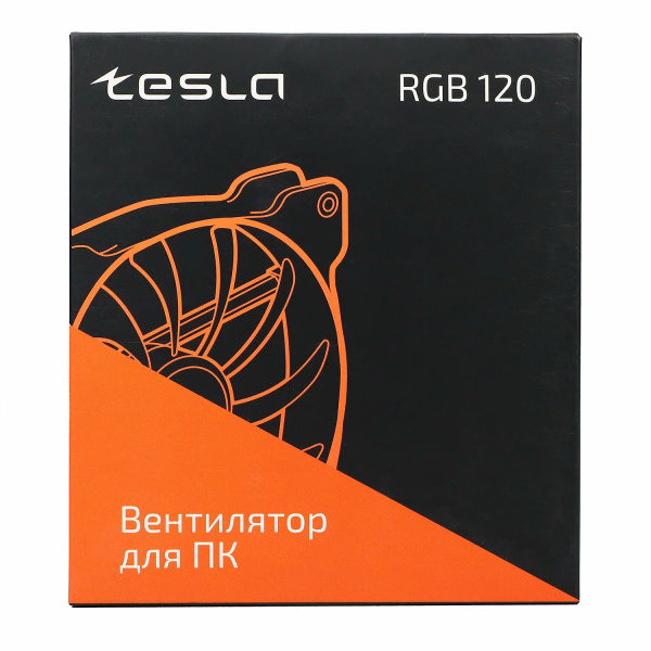 Кулер в корпус 120x120x25 TESLA RGB 120-LD (hydrodynamic/1200rpm/3pin+molex/RGB/белый)