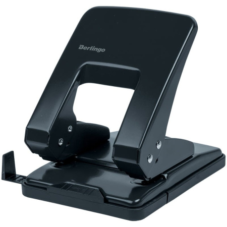 Дырокол BERLINGO на 40л. металл., черный с линейкой (DDm_40071)