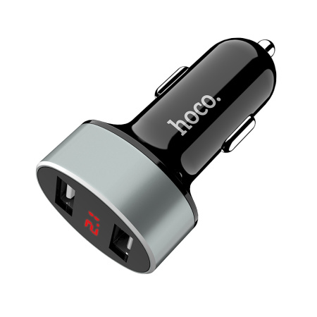 Автомобильное_З\У - USBx2 2.1A HOCO Z26 черный,с дисплеем