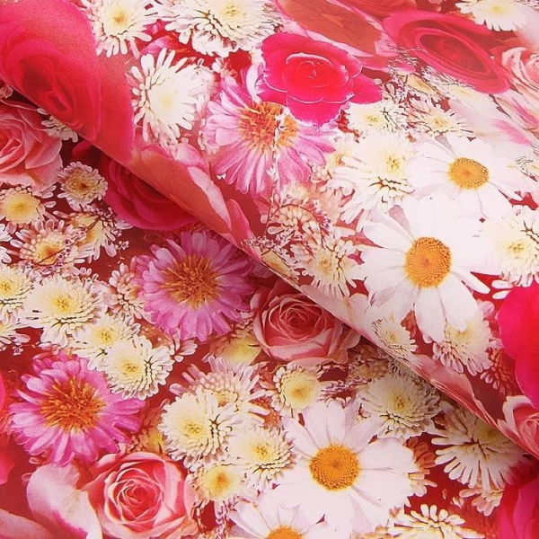 Бумага упаковочная подарочная "Цветочный букет" 52*75см