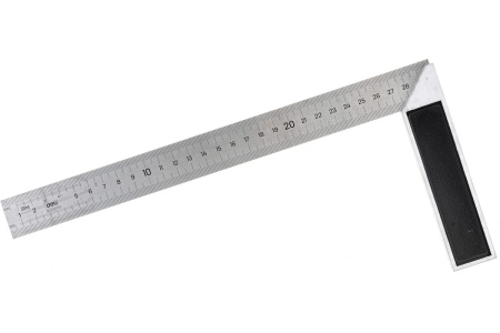 Угловая линейка DELI dl302300 300 мм, нержавеющая сталь, алюминиевое основание