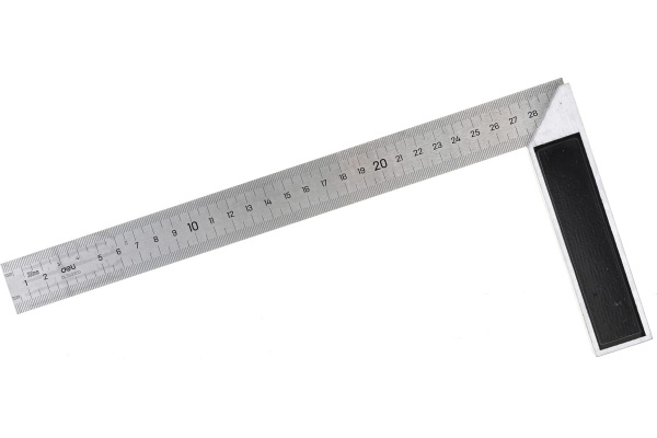 Угловая линейка DELI dl302300 300 мм, нержавеющая сталь, алюминиевое основание