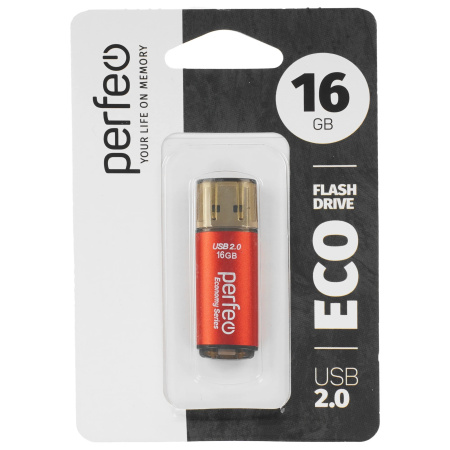 Флеш-накопитель USB2.0 16Gb Perfeo E04 (PF-E04R016ES) красный