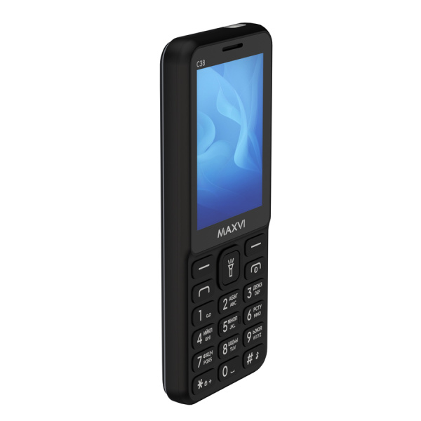 Сотовый Maxvi C38 Black 2sim/2.8"/240*320/microSD/0.5МП/Bt/1800мАч/моноблок