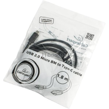 Кабель USB2.0 MicroUSB(m)-Type-C (m)  1.8м Cablexpert (CCP-USB2-mBMCM-6), черный