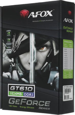 Видеокарта Afox PCI-E 3.0 AF610-1024D3L7-V6 NVIDIA GeForce GT 610 1Gb 64bit DDR3 810/1333 DVIx1 HDMIx1 CRTx1 HDCP Ret