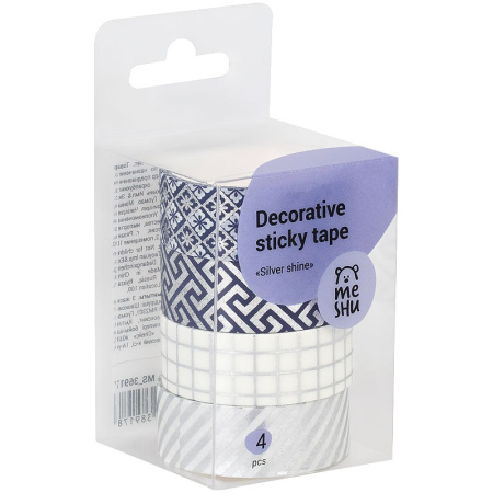 Клейкая лента для декора MESHU "Silver shinet", 4шт (MS_36917)