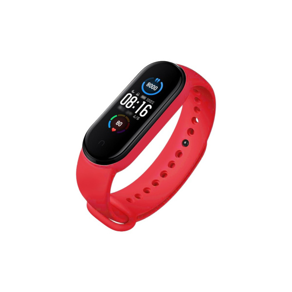 Ремешок классический силиконовый для Xiaomi Mi Band 5 DF xiClassicband-04 (red)