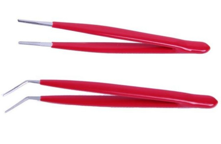 Пинцеты ProsKit 908-T301, набор 2шт (прямой, изогнутый), тупые рифленные концы, изолированные