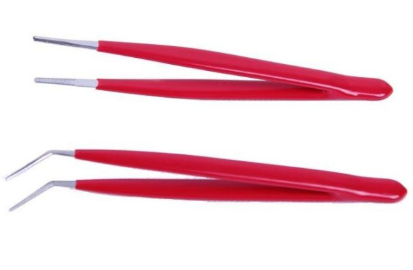 Пинцеты ProsKit 908-T301, набор 2шт (прямой, изогнутый), тупые рифленные концы, изолированные