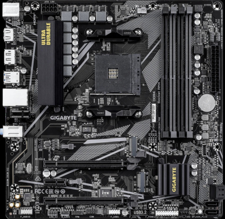Мат.плата SocAM4 AMD B550 Gigabyte B550M DS3H R2 (mATX,4DDR4,2M.2,2PCI-16,PCI-E,DP,HDMI,PC4000)