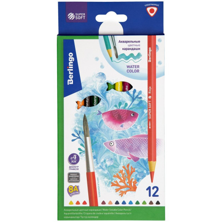 Карандаши акварельные 12цв. Berlingo "SuperSoft. Рыбки" (SSA1712) Карандаши акварельные 12цв. Berlingo "SuperSoft. Рыбки" (SSA1712)