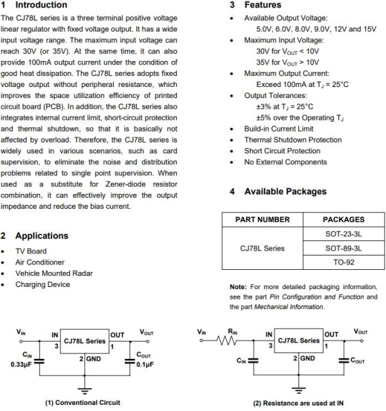 микросхема 78L05, линейный стабилизатор напряжения, +5В, 0.1А, SOT23