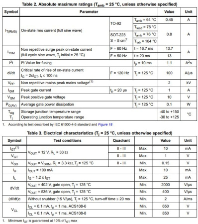 Симистор ACS108-6SN-TR 600V 0.8A SOT223