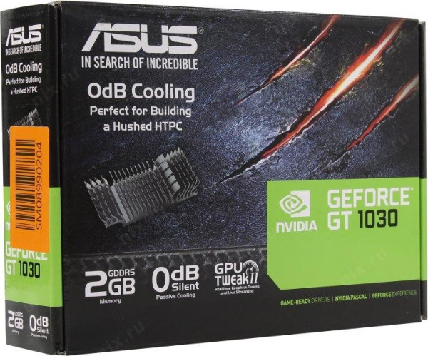 Видеокарта Asus PCI-E 3.0 GT1030-SL-2G-BRK NVIDIA GeForce GT 1030 2Gb 64bit GDDR5 1228/6008 DVIx1 HDMIx1 HDCP Ret low profile