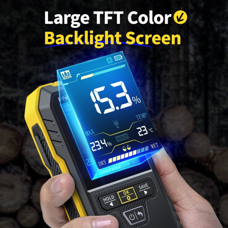 Измеритель влажности древесины (влагомер) Fnirsi WMT-10, 0..75%, 1.5%, бесконтактный, Li-pol 1000mAh