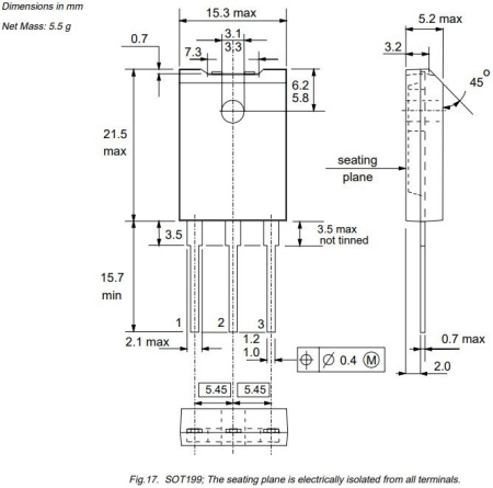 транзистор BJT BU2527AF 800V 12A NPN SOT199 45W