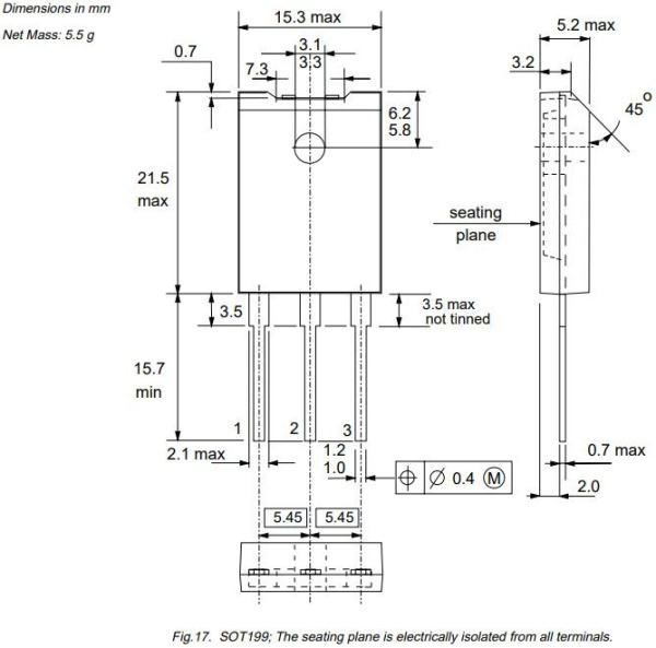 транзистор BJT BU2527AF 800V 12A NPN SOT199 45W